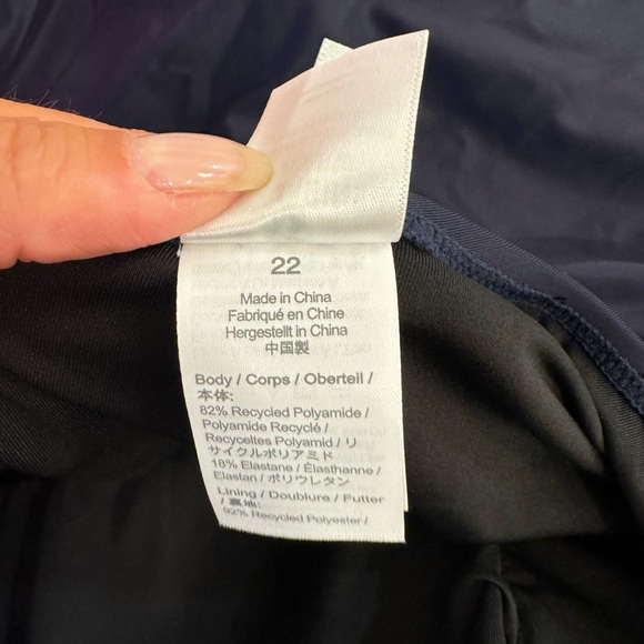 J. Crew NWT Bow One Shoulder One Piece Swimsuit Size 22 Navy Blue - Picture 8 of 13